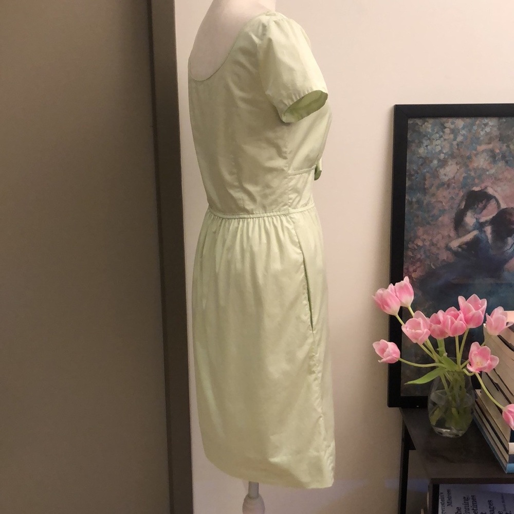 J. Crew Mint Green Short-Sleeve Scoop Neck Fit & Flare Cotton Dress - Picture 5 of 12
